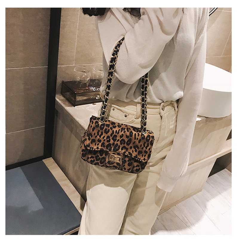 Mini Women Handbag Lock Leopard Small Square Bag Chain Shoulder Messenger Bag