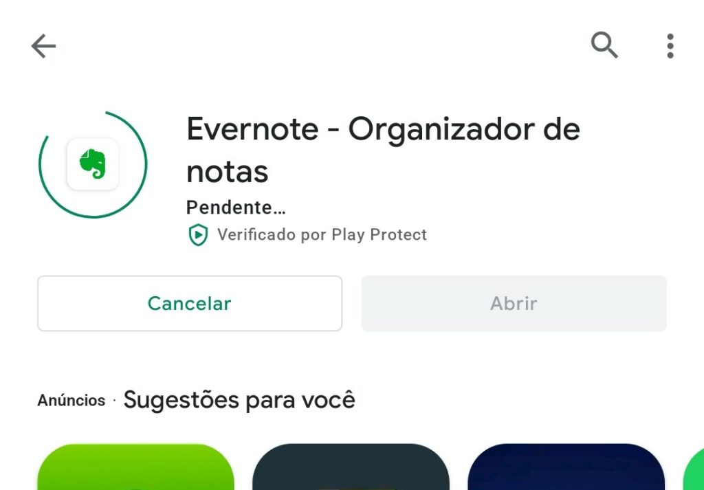 Aguardando a instalão do Evernote