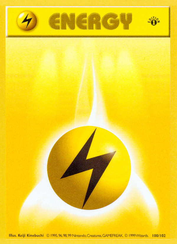 Lightning Energy #100 Base Set 1st Edition Pokémon card