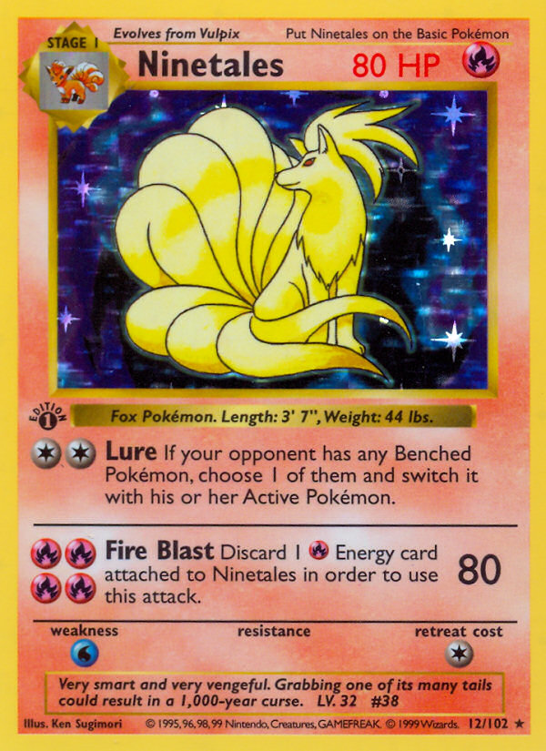 Ninetales #12 Base Set 1st Edition Pokémon card