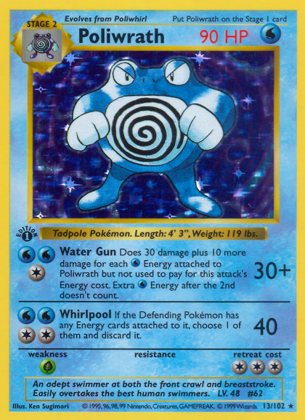 Poliwrath #13 Base Set 1st Edition Pokémon card