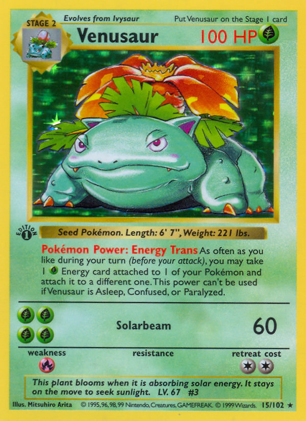 Venusaur #15 Base Set 1st Edition Pokémon card