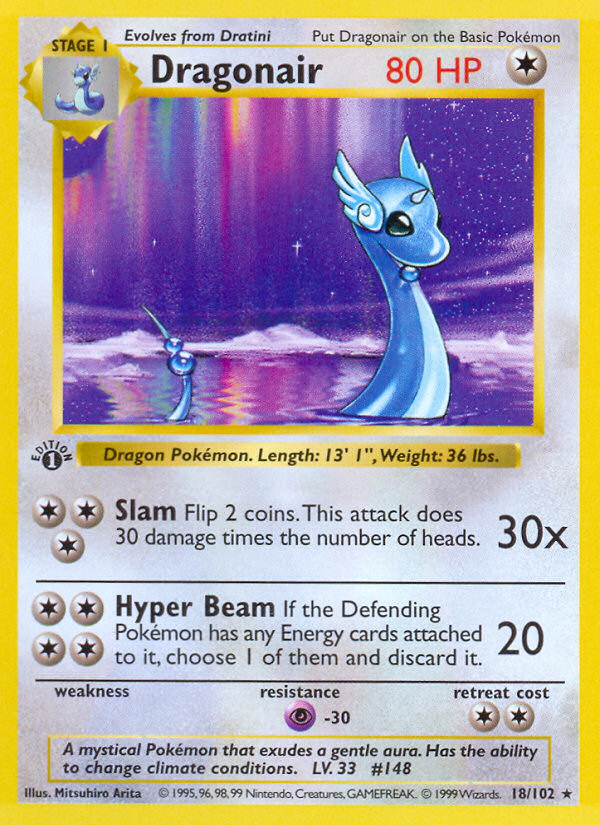 Dragonair #18 Base Set 1st Edition Pokémon card
