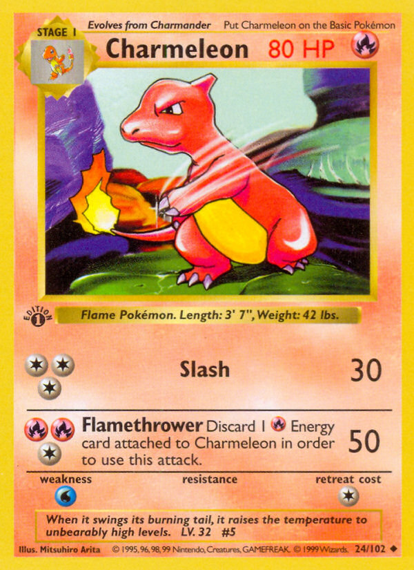 Charmeleon #24 Base Set 1st Edition Pokémon card
