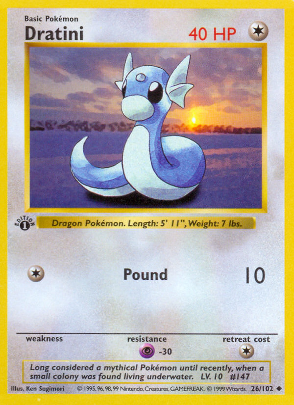 Dratini #26 Base Set 1st Edition Pokémon card