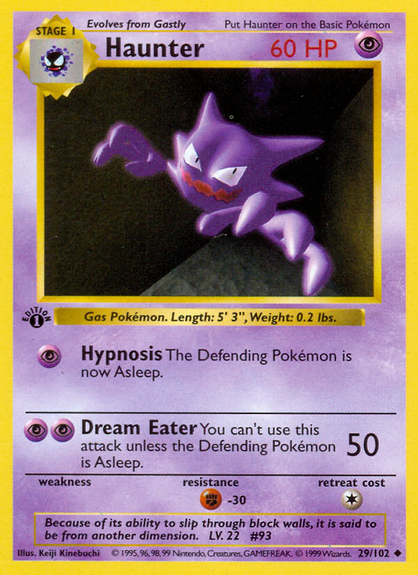 Haunter #29 Base Set 1st Edition Pokémon card
