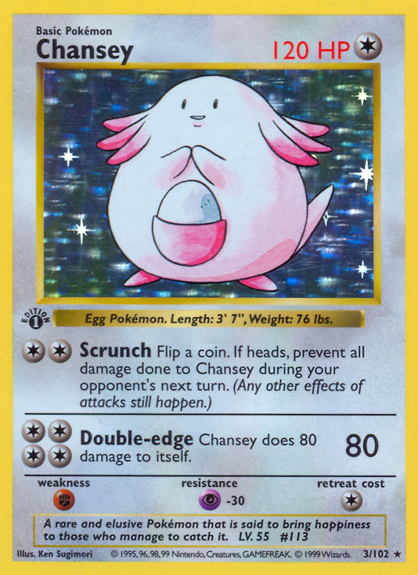 Chansey #3 Base Set 1st Edition Pokémon card