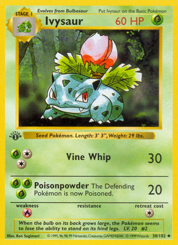 Ivysaur #30 Base Set 1st Edition Pokémon card