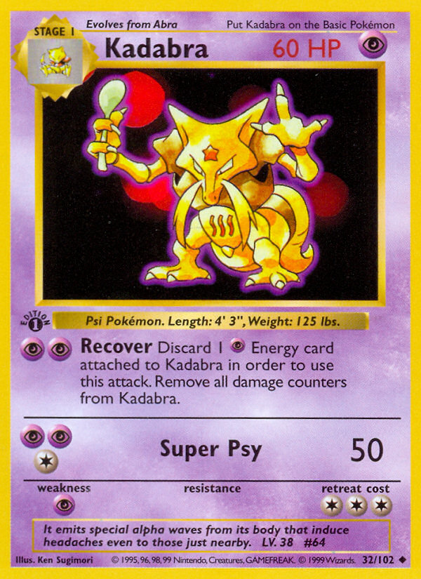 Kadabra #32 Base Set 1st Edition Pokémon card