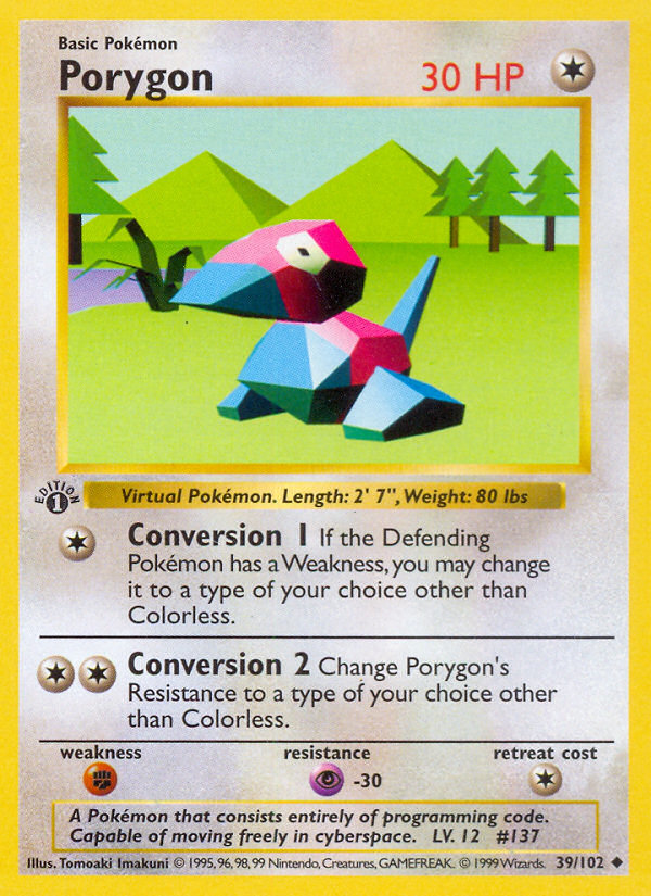 Porygon #39 Base Set 1st Edition Pokémon card