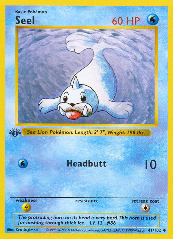 Seel #41 Base Set 1st Edition Pokémon card
