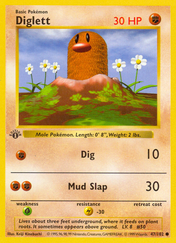 Diglett #47 Base Set 1st Edition Pokémon card