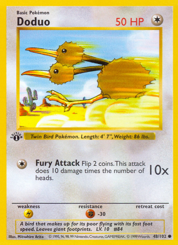 Doduo #48 Base Set 1st Edition Pokémon card