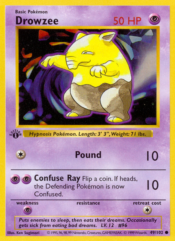 Drowzee #
                                49 Base Set 1st Edition Pokémon card