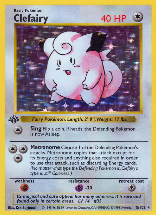 Clefairy #5 Base Set 1st Edition Pokémon card