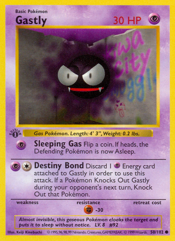 Gastly #50 Base Set 1st Edition Pokémon card