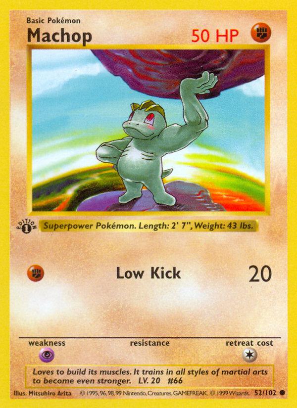 Machop #52 Base Set 1st Edition Pokémon card