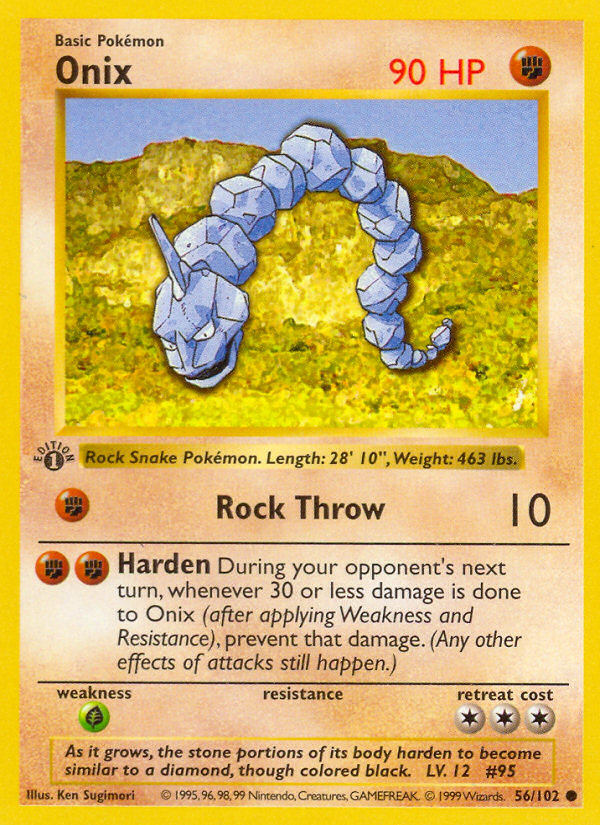 Onix #56 Base Set 1st Edition Pokémon card
