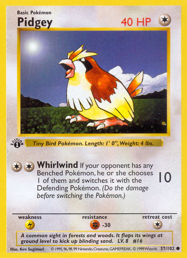 Pidgey #57 Base Set 1st Edition Pokémon card