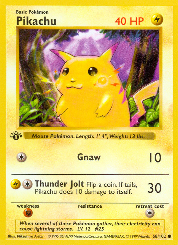 Pikachu #58 Base Set 1st Edition Pokémon card