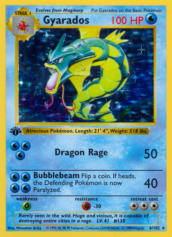Gyarados #6 Base Set 1st Edition Pokémon card