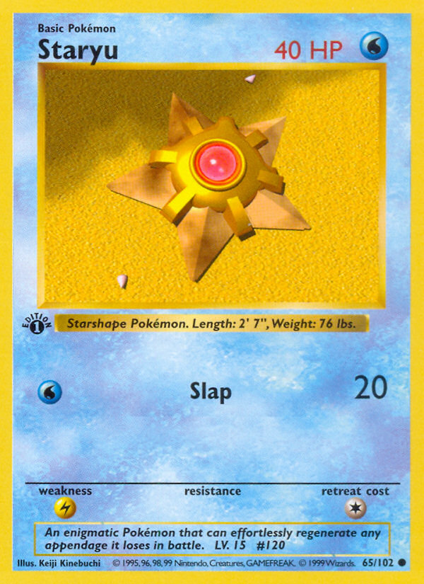Staryu #65 Base Set 1st Edition Pokémon card