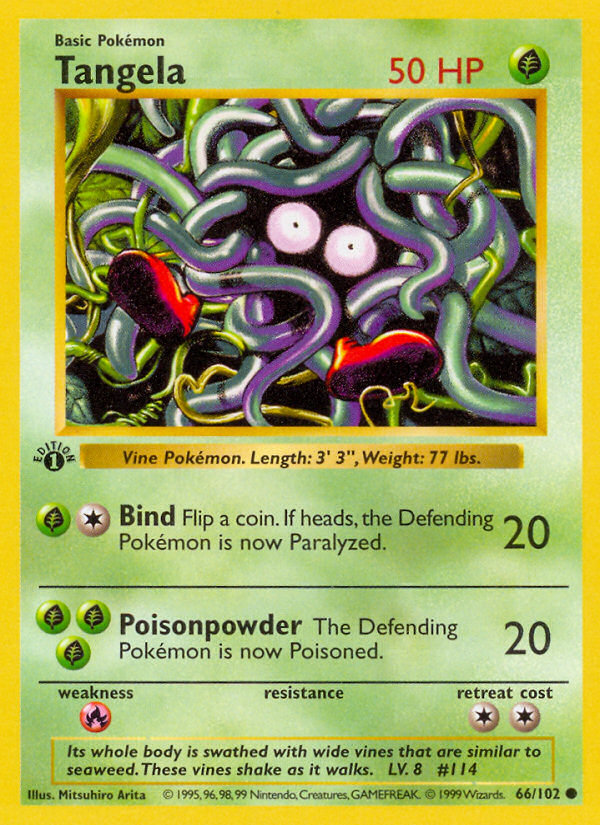 Tangela #66 Base Set 1st Edition Pokémon card