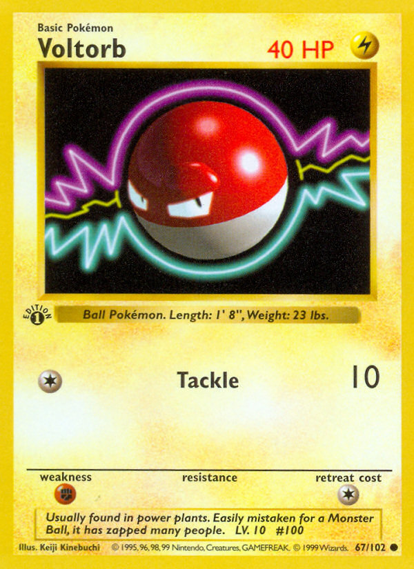 Voltorb #
                                67 Base Set 1st Edition Pokémon card
