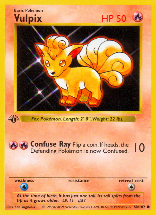 Vulpix #
                                68 Base Set 1st Edition Pokémon card