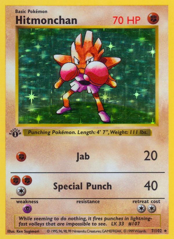 Hitmonchan #7 Base Set 1st Edition Pokémon card