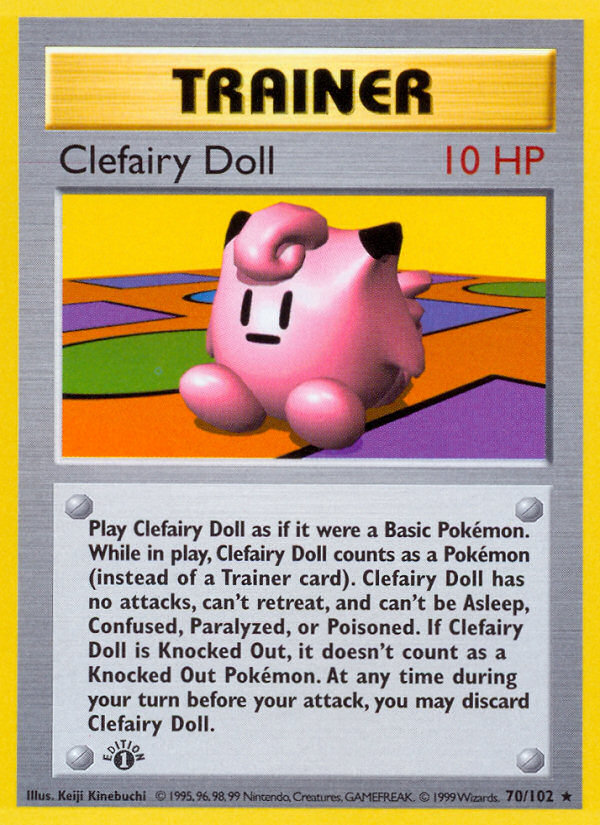 Clefairy Doll #70 Base Set 1st Edition Pokémon card