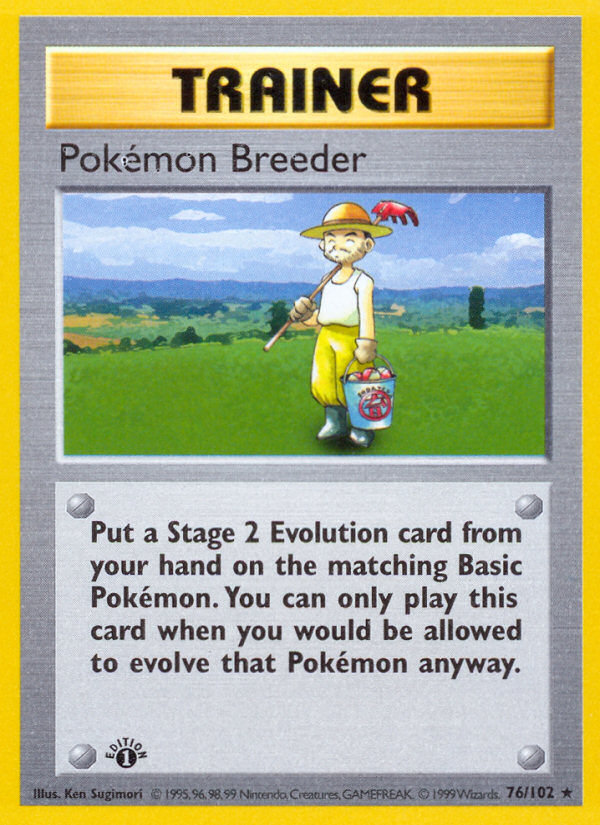 Pokémon Breeder #76 Base Set 1st Edition Pokémon card