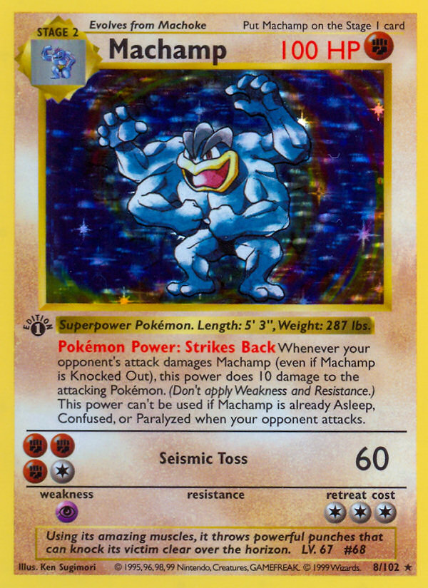 Machamp #8 Base Set 1st Edition Pokémon card