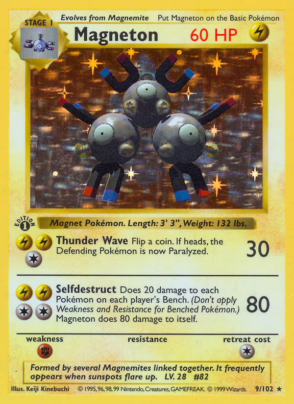 Magneton #9 Base Set 1st Edition Pokémon card