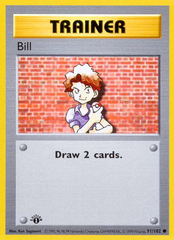 Bill #91 Base Set 1st Edition Pokémon card