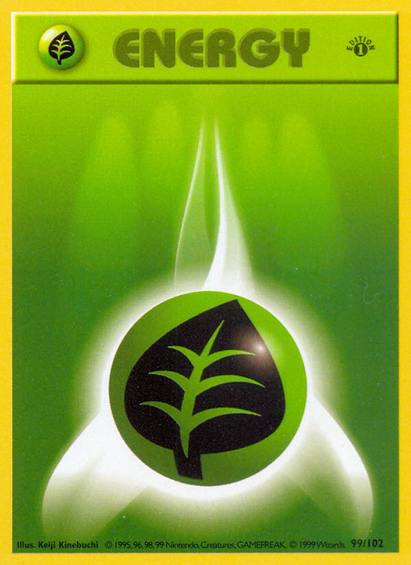 Grass Energy #99 Base Set 1st Edition Pokémon card