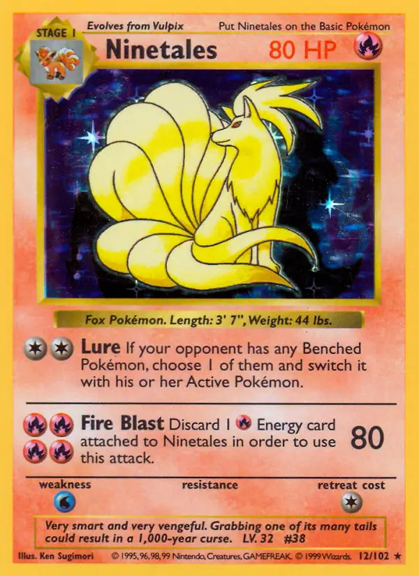 Ninetales #
                                12 Base Set Shadowless Pokémon card