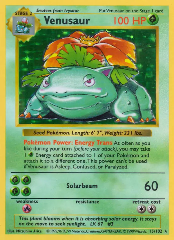 Venusaur #15 Base Set Shadowless Pokémon card