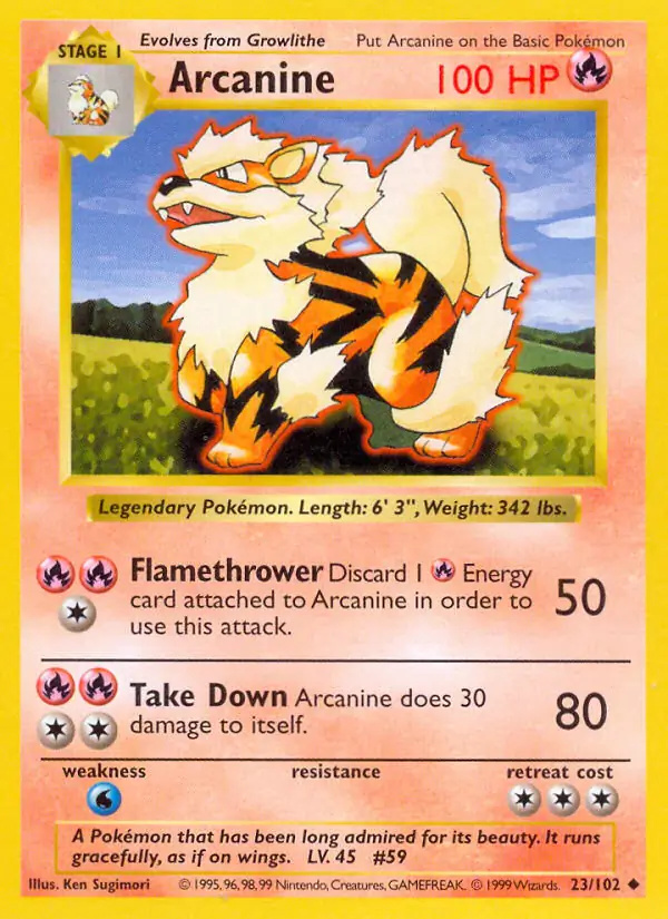 Arcanine #
                                23 Base Set Shadowless Pokémon card