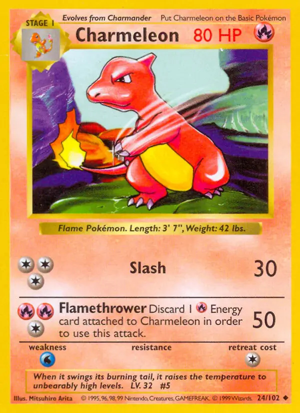 Charmeleon #24 Base Set Shadowless Pokémon card