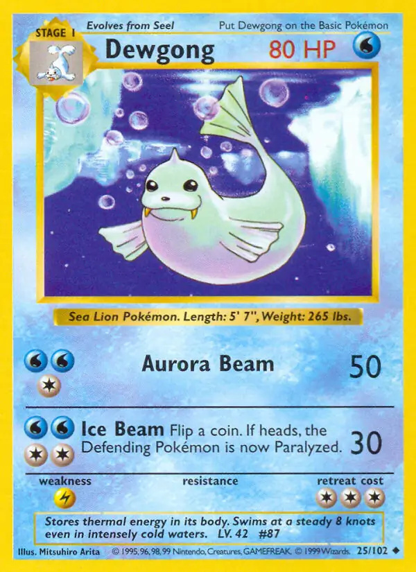 Dewgong #
                                25 Base Set Shadowless Pokémon card