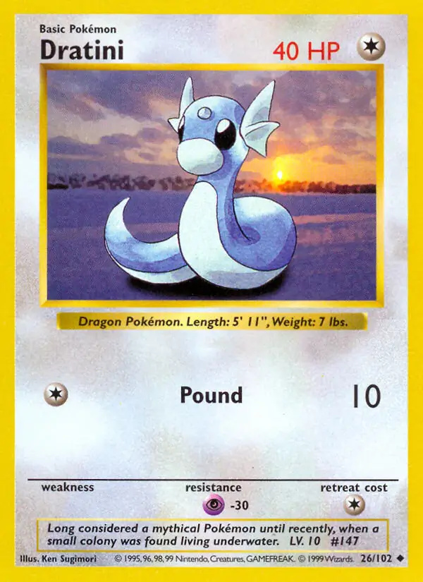 Dratini #26 Base Set Shadowless Pokémon card