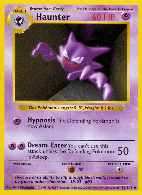 Haunter #
                                29 Base Set Shadowless Pokémon card