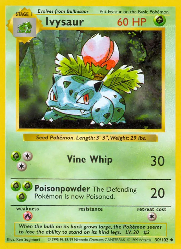 Ivysaur #30 Base Set Shadowless Pokémon card