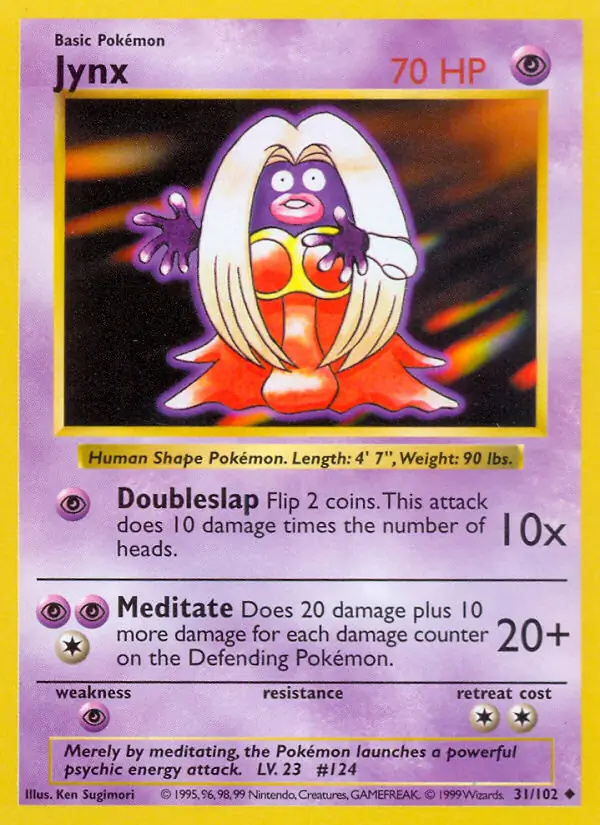 Jynx #31 Base Set Shadowless Pokémon card