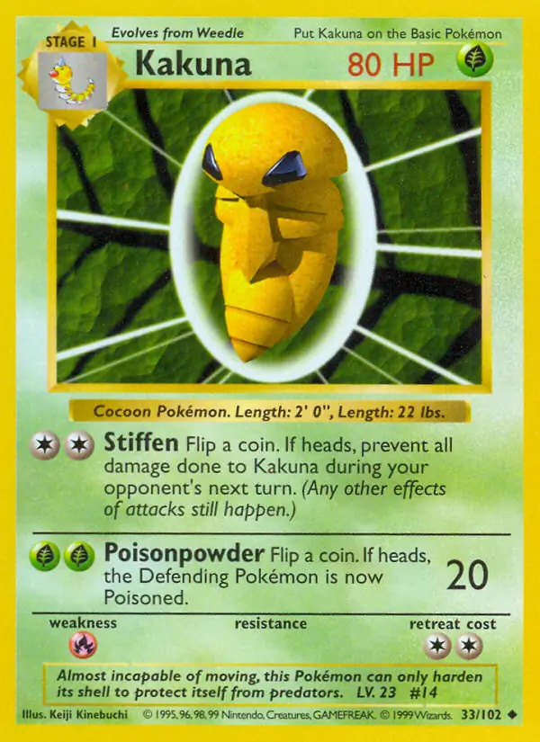 Kakuna #
                                33 Base Set Shadowless Pokémon card