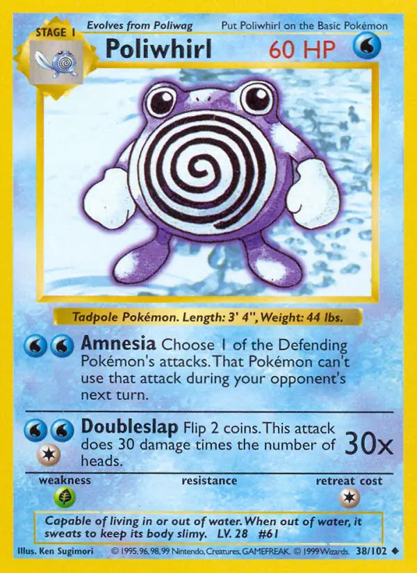 Poliwhirl #38 Base Set Shadowless Pokémon card