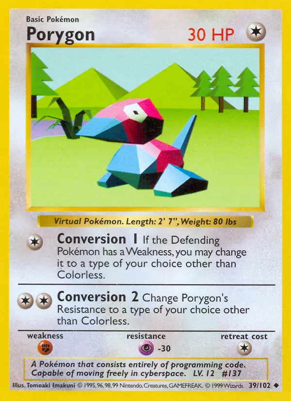 Porygon #39 Base Set Shadowless Pokémon card