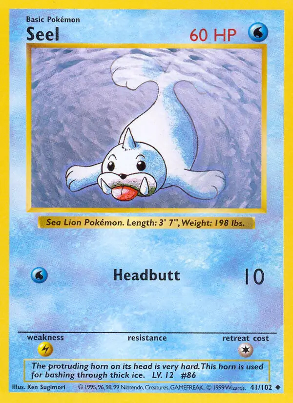 Seel #41 Base Set Shadowless Pokémon card