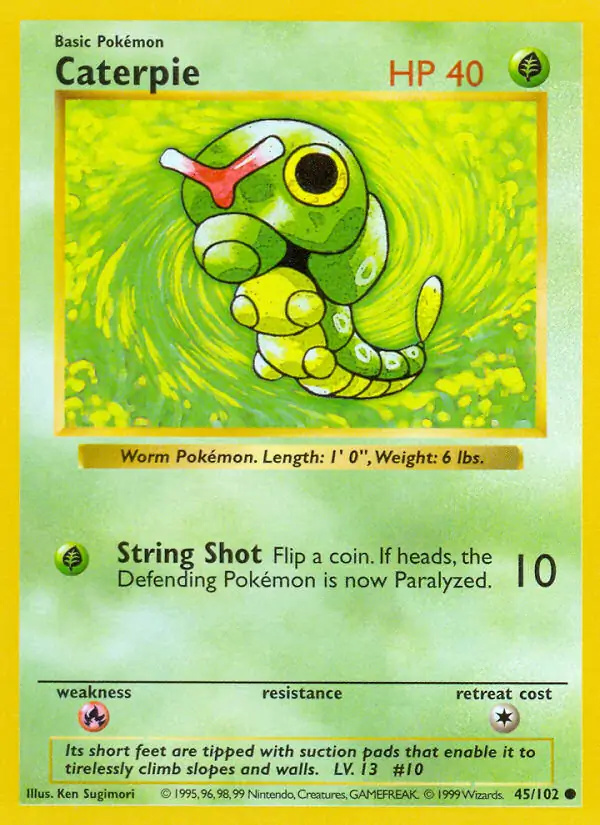 Caterpie #45 Base Set Shadowless Pokémon card
